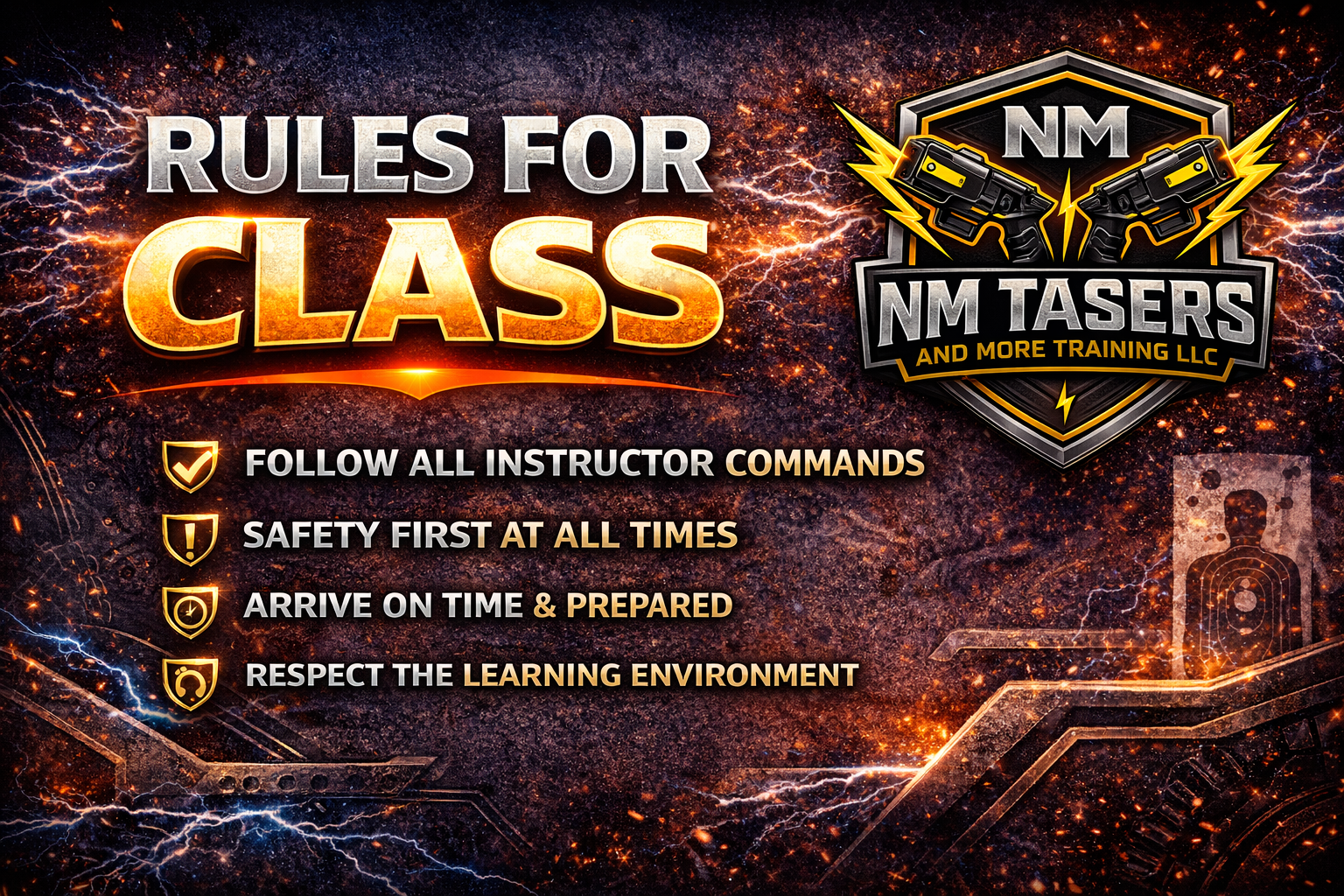Rules for classes NM TASERS And More Training LLC
